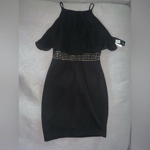 Tight black mini dress